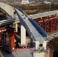 Bridge for Chinese high-speed railway rotated into place image