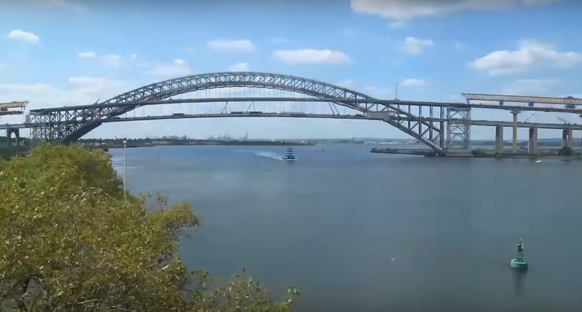 Time-lapse footage of New York's Bayonne Bridge construction image