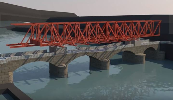 3D animation showing emergency repair work on bridge in Guipuzcoa Province, Spain logo 